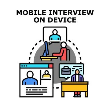 Mobile interview on device for online job recruiting Stock Illustration