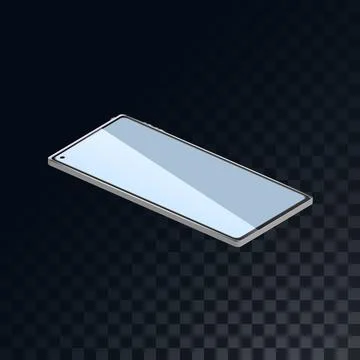 Mobile isometric phone, smartphone on a translucent dark in a checkered gray  Stock Illustration