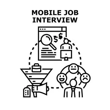 Mobile job interview process for online recruitment and hiring 스톡 일러스트