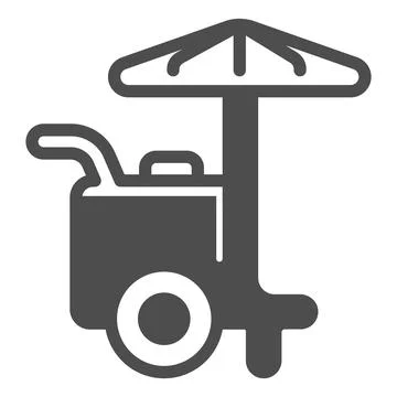 Mobile kiosk ice cream solid icon, icecream concept, fridge with ice cream 스톡 일러스트