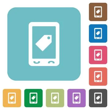 Mobile label rounded square flat icons Stock Illustration