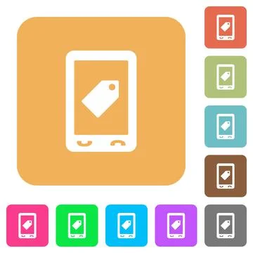 Mobile label rounded square flat icons Stock Illustration