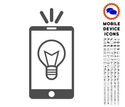 Mobile Lamp Light Icon with Set 스톡 일러스트