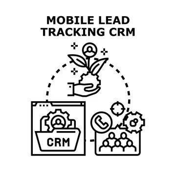 Mobile lead tracking crm system developing business Stock Illustration