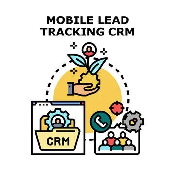 Mobile lead tracking crm system developing business Stock Illustration