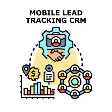 Mobile lead tracking customer relationship management system Stock Illustration