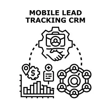 Mobile lead tracking customer relationship management system Stock Illustration