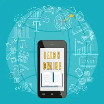 Mobile learn online Stock Illustration