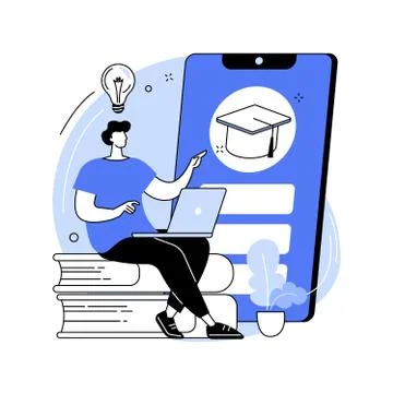 Mobile learning abstract concept vector illustration. Illustrazione stock