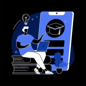 Mobile learning abstract concept vector illustration. Illustrazione stock