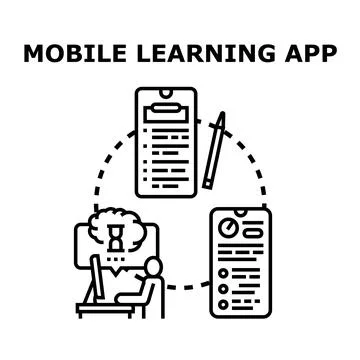 Mobile learning app development and online education concept Stock Illustration
