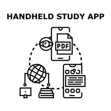 Mobile learning app studying online education resources Stock Illustration
