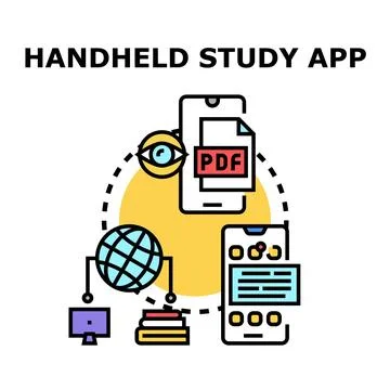 Mobile learning app studying online education resources Stock Illustration