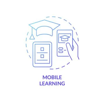 Mobile learning blue gradient concept icon Stock Illustration