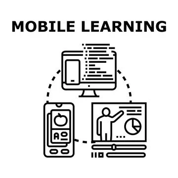 Mobile learning concept with digital education devices 스톡 일러스트