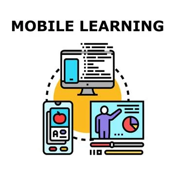 Mobile learning concept with digital education devices Stock Illustration