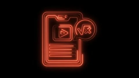 Mobile learning concept with glowing neon style math equation and video Stock Footage 322971156