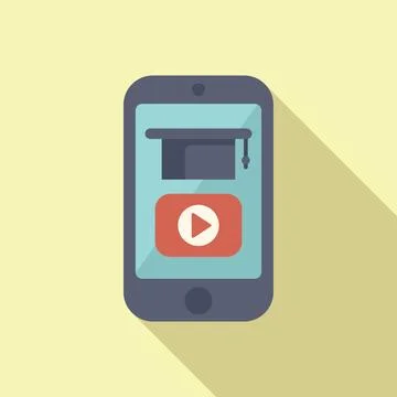 Mobile learning concept with online course icon 스톡 일러스트