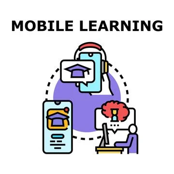 Mobile learning concept with online education platform Illustrazione stock