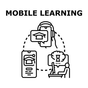 Mobile learning concept with online education platform 库存插图