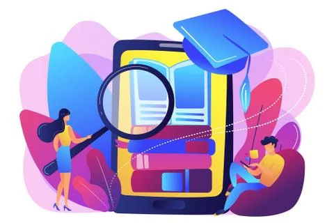 Mobile learning concept vector illustration. Illustrazione stock