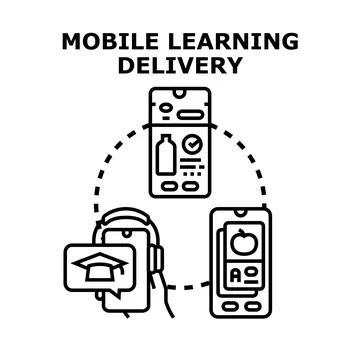 Mobile learning delivery concept via digital device Stock Illustration
