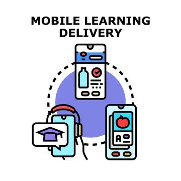 Mobile learning delivery concept via digital device Stock Illustration