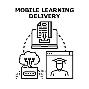 Mobile learning delivery concept vector illustration Ilustração Stock