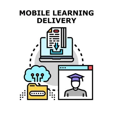 Mobile learning delivery concept vector illustration Illustrazione stock