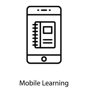 Mobile learning line icon Stockillustratie