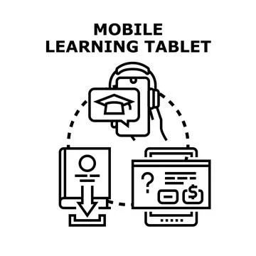 Mobile learning online education digital training concept Stock Illustration