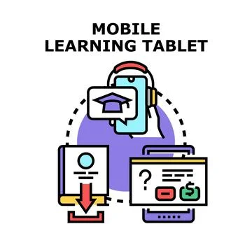 Mobile learning online education digital training concept Stock Illustration