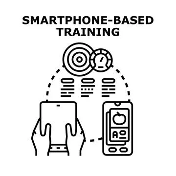 Mobile learning online education training via smartphone 库存插图