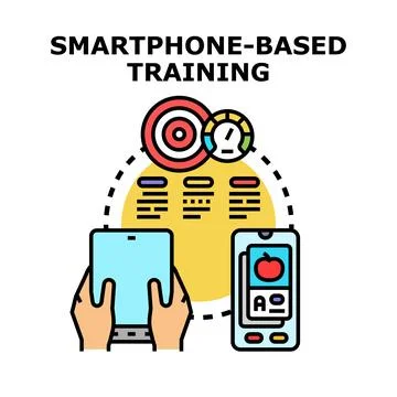 Mobile learning online education training via smartphone Stock Illustration
