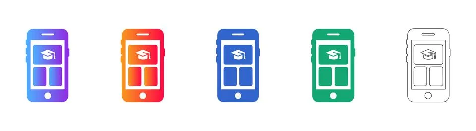 Mobile Learning Platform App Icons Stock Illustration