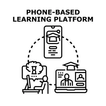 Mobile learning platform connecting students worldwide for distant education 库存插图