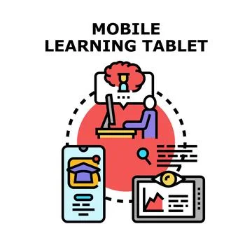 Mobile learning tablet for digital education future Illustrazione stock