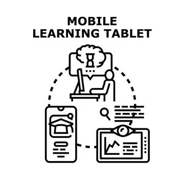 Mobile learning tablet for digital education future Stock Illustration