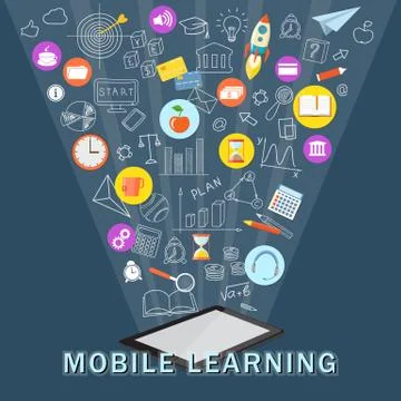 Mobile learning with tablet Stock Illustration