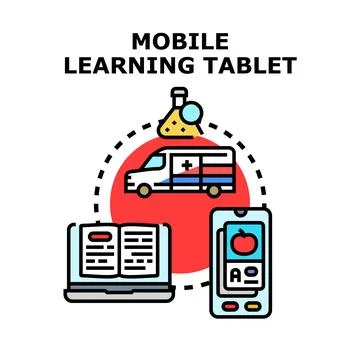 Mobile learning technology access education online concept 스톡 일러스트