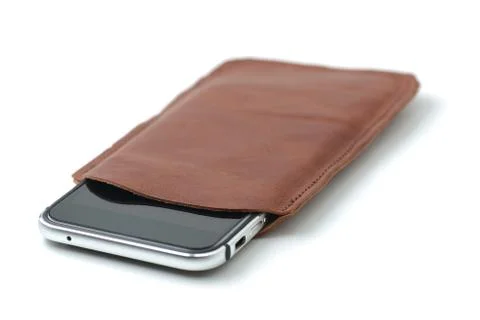 Mobile leather case Foto stock