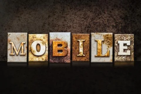 Mobile Letterpress Concept on Dark Background Illustrazione stock