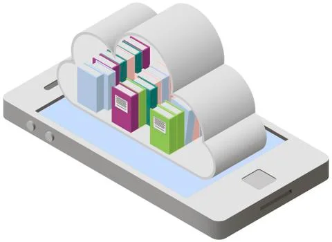 Mobile library on screen smartphone Stock Illustration