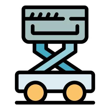 Mobile lift platform raising a load with scissor mechanism Illustration
