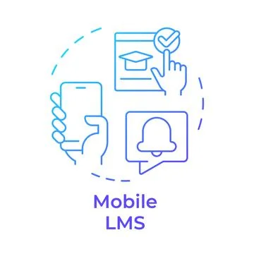 Mobile lms blue gradient concept icon Stock Illustration