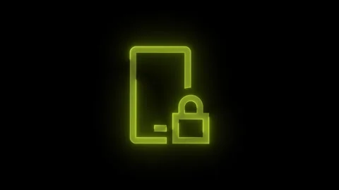 Mobile locked stroke icon glowing neon animation Stock Footage 289442800