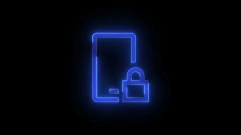 Mobile locked stroke icon glowing neon animation Stock Footage 289443224