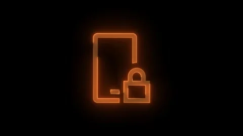 Mobile locked stroke icon glowing neon animation Stock Footage 289443228
