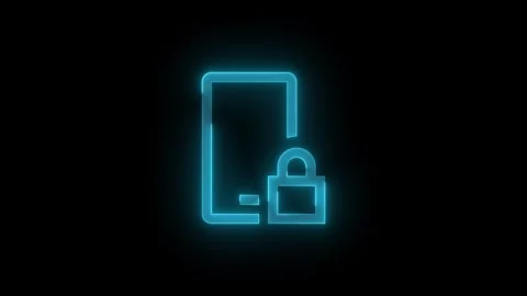 Mobile locked stroke icon glowing neon animation Stock Footage 289443231