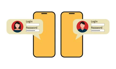 Mobile login interface cartoon illustration Stock Illustration